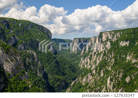 Landscape of of Lazar Canyon (Lazarev kanjon), the deepest and longest canyon in eastern Serbia, near the city of Bor 127638347