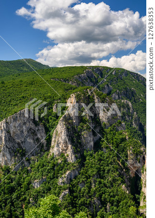 Landscape of of Lazar Canyon (Lazarev kanjon), the deepest and longest canyon in eastern Serbia, near the city of Bor 127638353