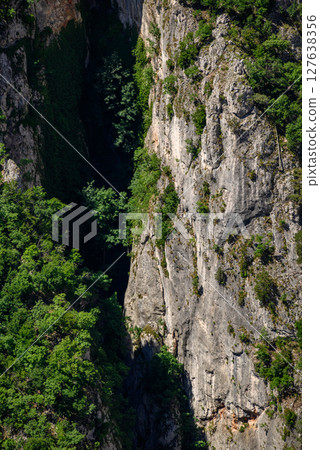 Landscape of of Lazar Canyon (Lazarev kanjon), the deepest and longest canyon in eastern Serbia, near the city of Bor 127638356
