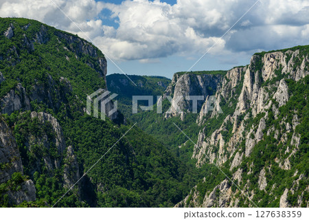 Landscape of of Lazar Canyon (Lazarev kanjon), the deepest and longest canyon in eastern Serbia, near the city of Bor 127638359