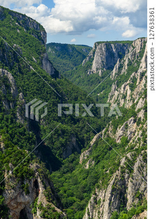 Landscape of of Lazar Canyon (Lazarev kanjon), the deepest and longest canyon in eastern Serbia, near the city of Bor 127638361