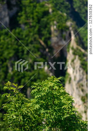 Landscape of of Lazar Canyon (Lazarev kanjon), the deepest and longest canyon in eastern Serbia, near the city of Bor 127638362