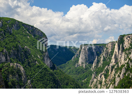 Landscape of of Lazar Canyon (Lazarev kanjon), the deepest and longest canyon in eastern Serbia, near the city of Bor 127638363