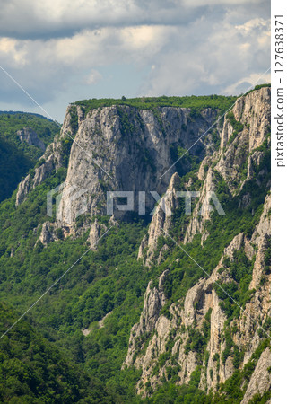 Landscape of of Lazar Canyon (Lazarev kanjon), the deepest and longest canyon in eastern Serbia, near the city of Bor 127638371