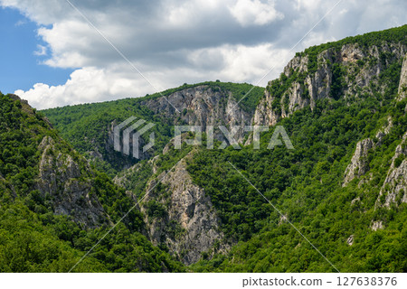 Landscape of of Lazar Canyon (Lazarev kanjon), the deepest and longest canyon in eastern Serbia, near the city of Bor 127638376
