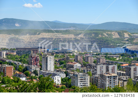 Bor city with Copper mine and smelting complex of Zijin Bor, owned by Chinese company Zijin Mining Group in Serbia Bor city with Copper mine and smelting complex of Zijin Bor, owned by Chinese company Zijin Mining Group in Serbia 127638438