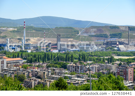 Bor city with Copper mine and smelting complex of Zijin Bor, owned by Chinese company Zijin Mining Group in Serbia Bor city with Copper mine and smelting complex of Zijin Bor, owned by Chinese company Zijin Mining Group in Serbia 127638441