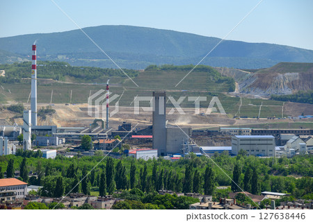 Bor city with Copper mine and smelting complex of Zijin Bor, owned by Chinese company Zijin Mining Group in Serbia Bor city with Copper mine and smelting complex of Zijin Bor, owned by Chinese company Zijin Mining Group in Serbia 127638446