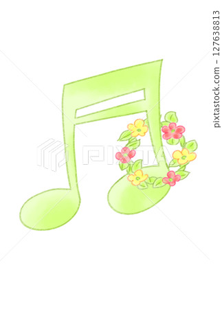 Musical note with flower ring 127638813