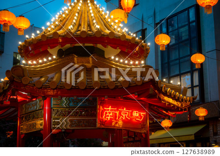 神戶的旅遊景點「南京町」的圖片。唐人街的圖片。 神戶的旅遊景點「南京町」的圖片。唐人街的圖片。 127638989