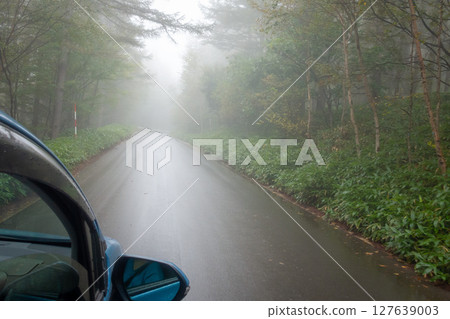 Image of driving a car in fog. Image of driving a car in fog. 127639003