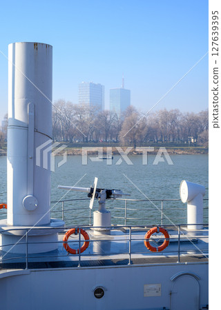 River monitor Sava, historical floating museum ship on Sava river in Belgrade, capital of Serbia 127639395