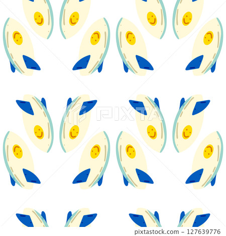 Seamless Cartoon Surfboard Pattern 127639776