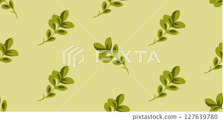 Seamless Green Leaf Branch Pattern 127639780