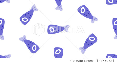 Seamless Cartoon Blue Fish Pattern Seamless Cartoon Blue Fish Pattern 127639781