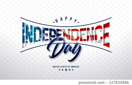 4th of July Independence Day Illustration with American Flag in Text Label on Blue Background. Vector Fourth of July National Celebration Design with Typography Letter for Banner, Postcard, Greeting 127639886