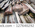 Photo of lumber piled up outdoors 127640292