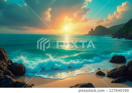 sunset over the sea 127640390