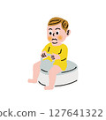 Baby using the toilet in the potty 127641322