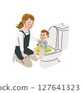 Mother and her potty training baby 127641323