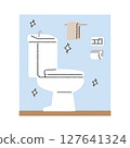 Sparkling clean Western-style toilets 127641324