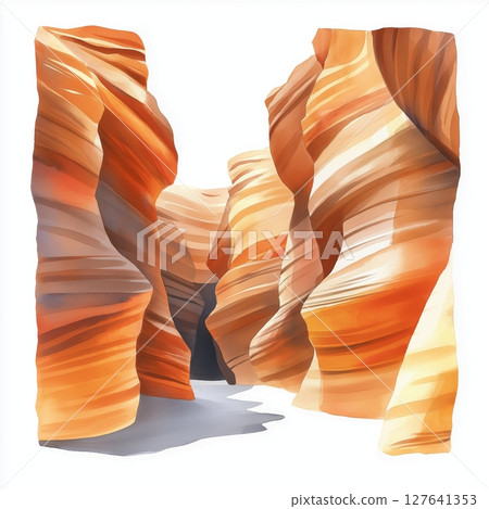 Antelope Canyon. Antelope Canyon hand drawn watercolor illustration 127641353