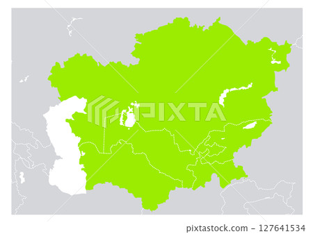 世界地圖上的中亞地圖。 世界地圖上的中亞地圖。 127641534