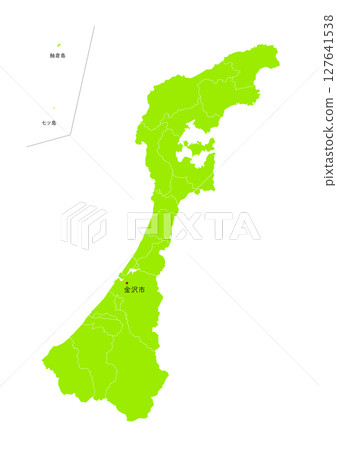 Map of Ishikawa prefecture with administrative divisions from Japan Map 127641538