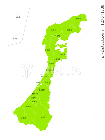 日本石川縣行政區劃地圖 日本石川縣行政區劃地圖 127641539
