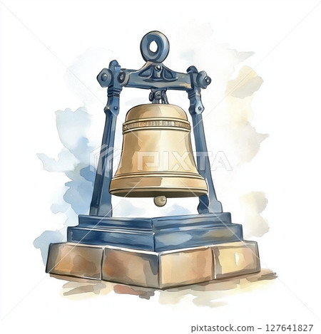 Independence Hall and Liberty Bell. Independence Hall and Liberty Bell hand drawn watercolor illustration Independence Hall and Liberty Bell. Independence Hall and Liberty Bell hand drawn watercolor illustration 127641827