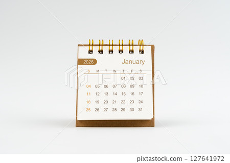 January 2026 Mini desk calendar on white background. 127641972