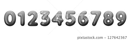 Halftone gradient 3D numbers vector illustration. Perfect for modern design projects, digital themes, and educational materials. Trendy abstract typography for creative branding. 127642367