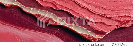 Rosso Levanto Marble with Crystalline Layers and Red Sedimentary Surface 127642691
