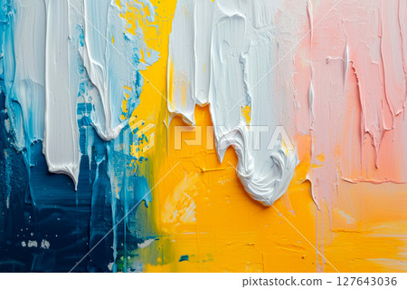 Colorful acrylic paint dripping with liquid drops. holi festival Generative AI 127643036