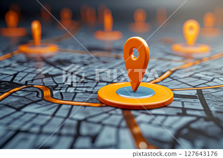 pin location icon for navigation or map, Generative Ai 127643176