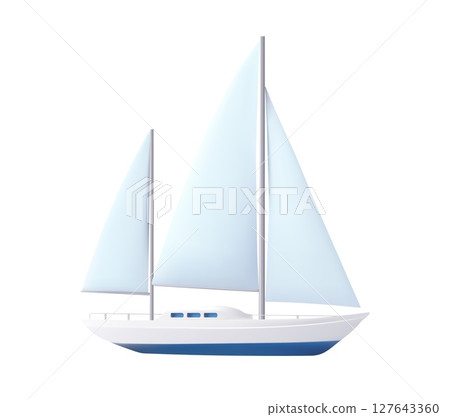 3d Yacht sailboat or sailing ship, 127643360
