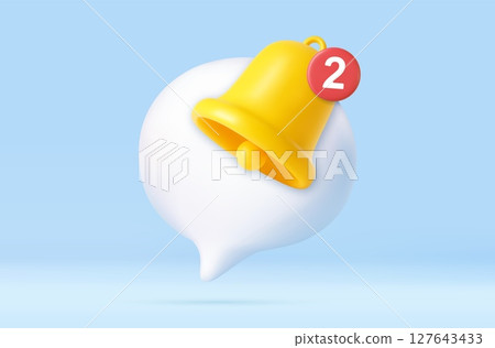 3d speech bubble with a bell. 3d speech bubble with a bell. 127643433