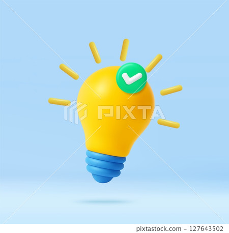 3d Creative idea concept with check mark icon 127643502