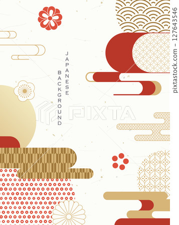 現代日式背景與日本圖案 127643546