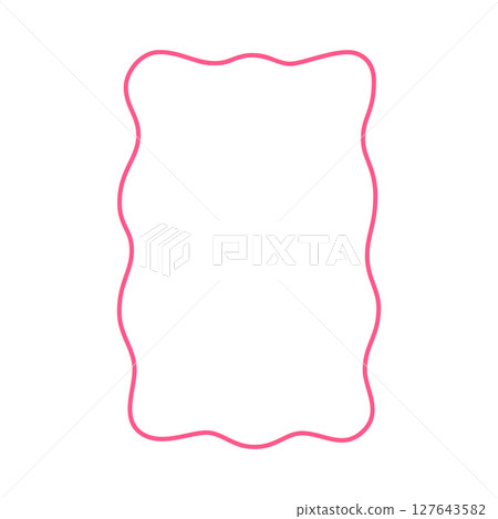 Wavy rectangular frame with ribbon border in pink, simple vector illustration. 127643582