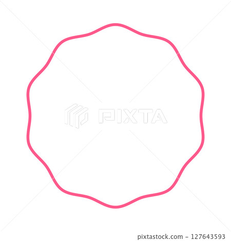 Pink vintage round curly frame, wavy ribbon border coquette style, line art for greeting card, aesthetic vector design Pink vintage round curly frame, wavy ribbon border coquette style, line art for greeting card, aesthetic vector design 127643593