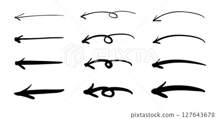 左指筆手寫箭頭設定黑白向量 左指筆手寫箭頭設定黑白向量 127643678