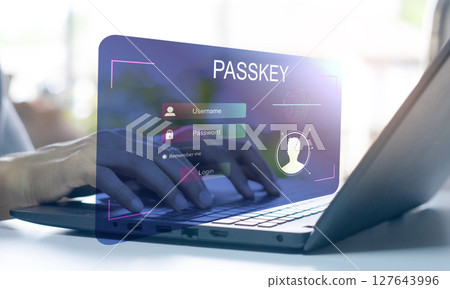 concept of using Passkey instead of a code set for maximum security Biometric Lock 127643996