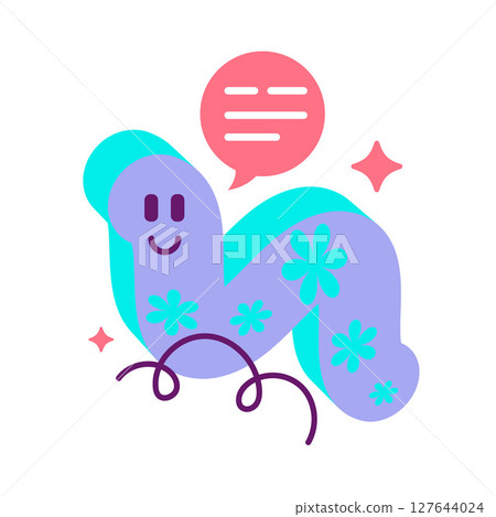 Cute cartoon worm character with speech bubble Cute cartoon worm character with speech bubble 127644024