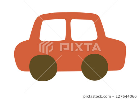 Simple and cute red car illustration 127644066