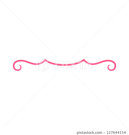 Vintage curly aesthetic pink line frame, wavy stripe border, coquette line art for romantic design, divider decoration 127644154
