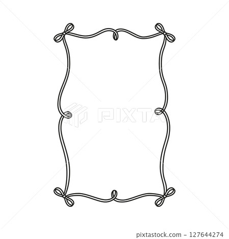 Black vintage tape frame with bows, vertically wavy ribbons border, coquette line art, aesthetic vector outline design Black vintage tape frame with bows, vertically wavy ribbons border, coquette line art, aesthetic vector outline design 127644274