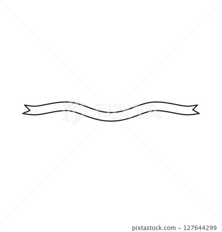 Outline wavy black and white ribbon with forked edges. 127644299