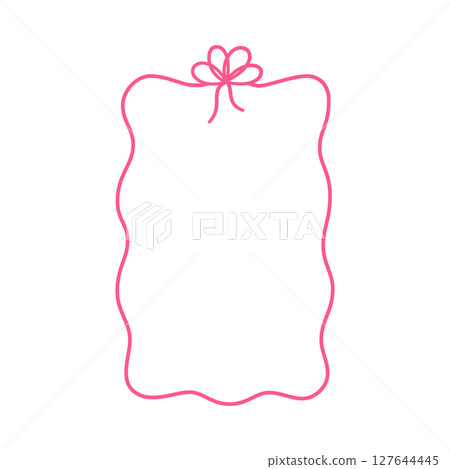 Pink vintage bows frame, wavy ribbons border coquette style, line art for greeting card wedding invitation vector design Pink vintage bows frame, wavy ribbons border coquette style, line art for greeting card wedding invitation vector design 127644445