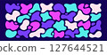 Set of colored irregular liquid blobs or freeform organic abstract shapes 127644521